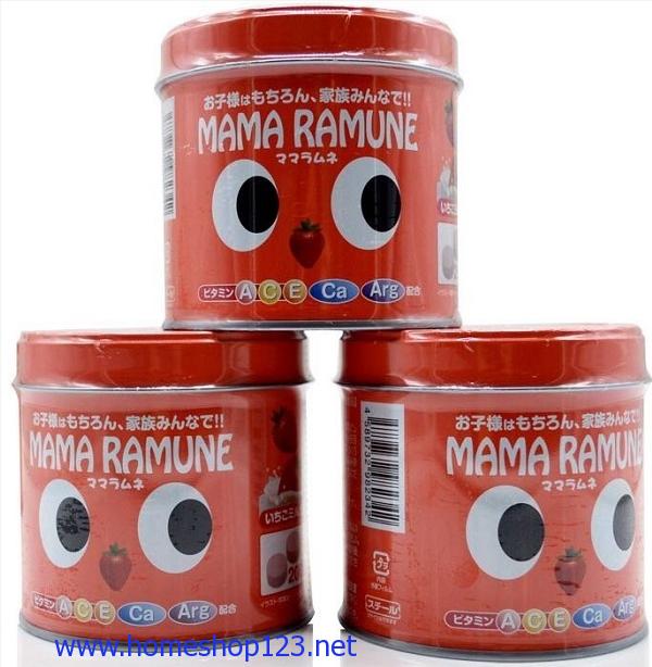 Kẹo cho trẻ biếng ăn Mama Ramune vị dâu 200 viên của Nhật