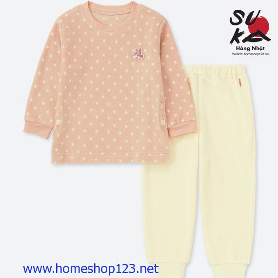 Bộ nỉ lông cừu Uniqlo siêu đáng yêu cho bé 403286-10 Pink