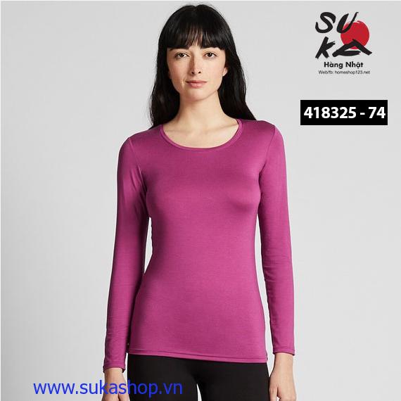 Áo giữ nhiệt Nữ cổ tròn Uniqlo - 74 Purple